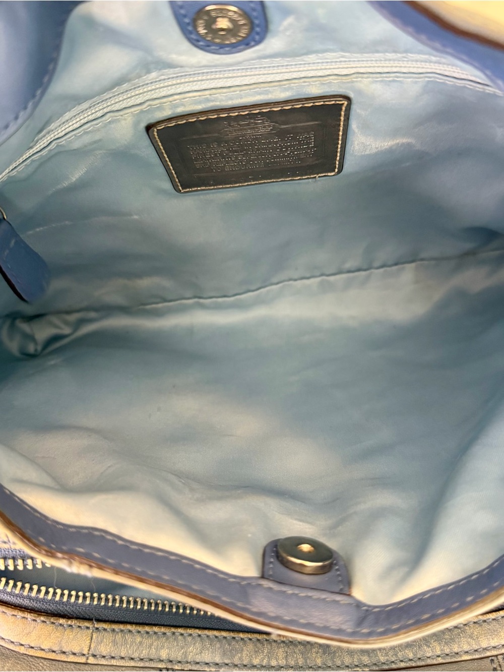 COACH Madison Maggie Denim Blue Loved Leather Hobo Y2K Shoulder Bag Purse 14336 - Picture 15 of 16